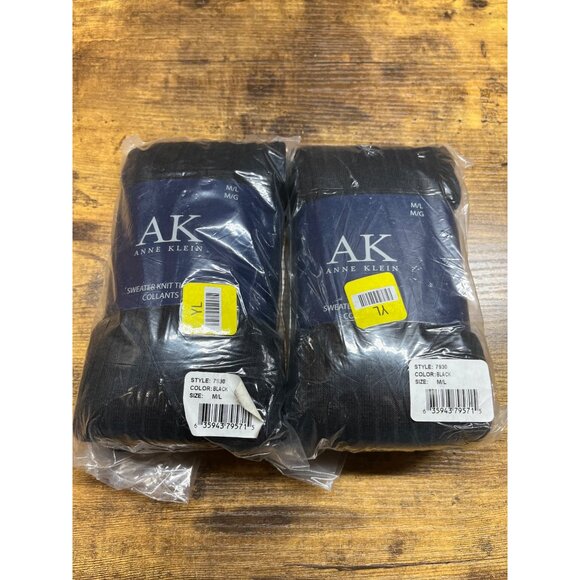 2X Anne Klein Sweater knit Tights Collants Size M/L Black - Picture 2 of 6